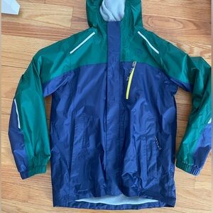 Kids' Trail Model Rain Jacket, Colorblock Fleece Lined Size M10-12 Llbean
